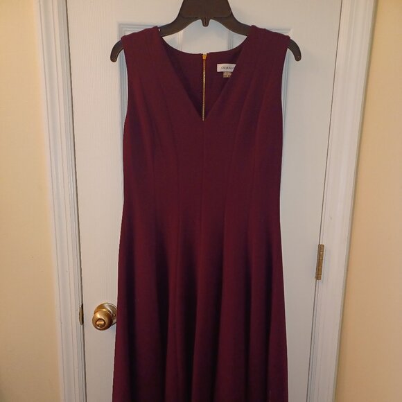 Calvin Klein V-Neck Midi Dress, Plum/Aubergine - Picture 1 of 4